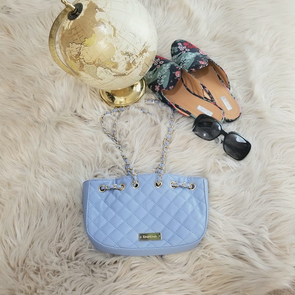 Bebe purse Baby Blue & gold